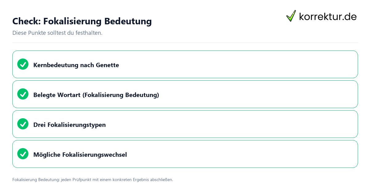 Fokalisierung Bedeutung mit einer themenspezifischen Checkliste
