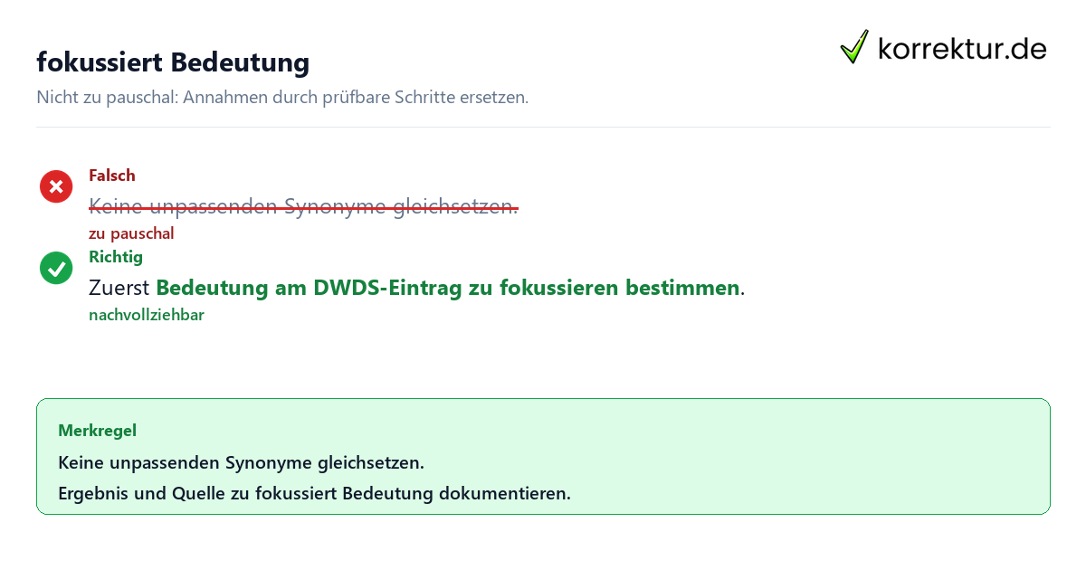 fokussiert Bedeutung Ungeeignete und belastbare Vorgehensweise bei fokussiert Bedeutung