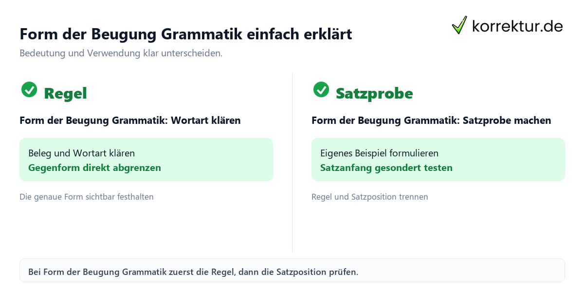 Form der Beugung Grammatik einfach erklärt Form der Beugung Grammatik einfach erklärt mit Bedeutung und passender Verwendung im Vergleich