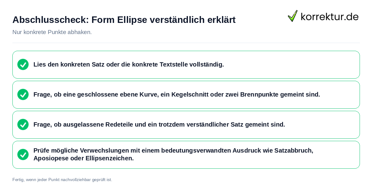 Abschlusscheck: Form Ellipse verständlich erklärt Konkreter Abschlusscheck zu Form Ellipse verständlich erklärt