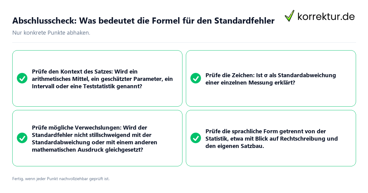 Abschlusscheck: Was bedeutet die Formel für den Standardfehler Konkreter Abschlusscheck zu Was bedeutet die Formel für den Standardfehler