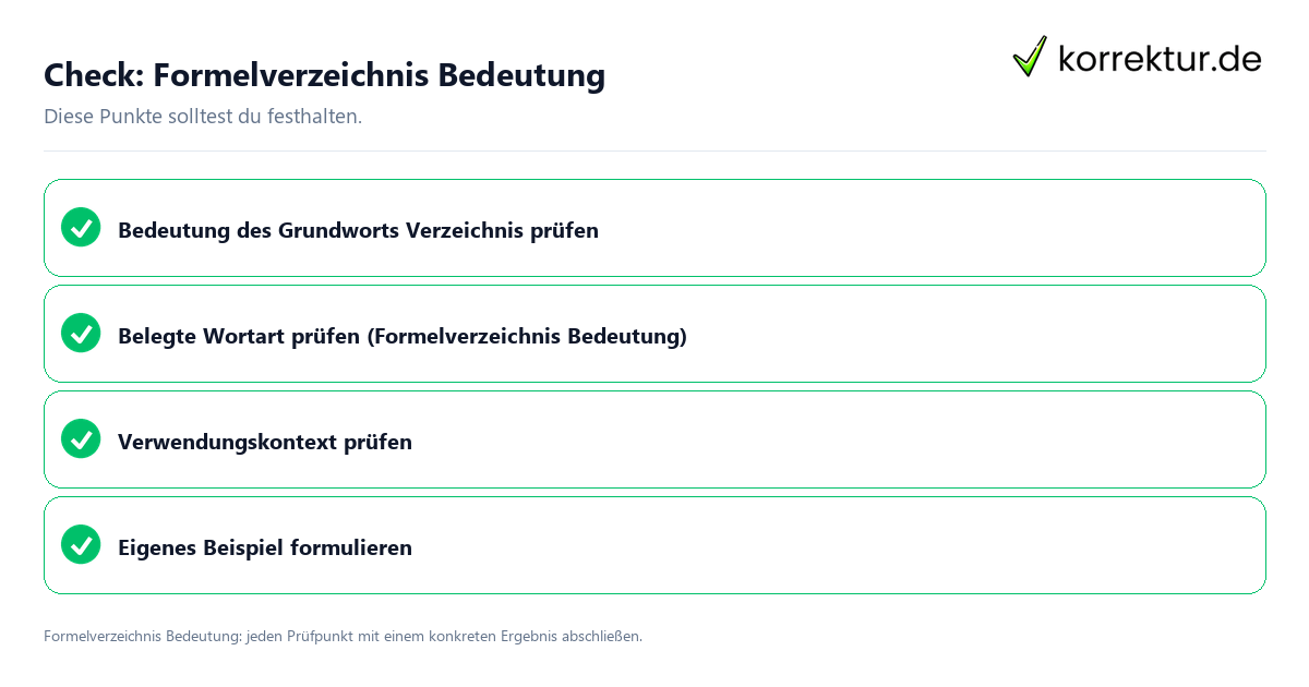 Check: Formelverzeichnis Bedeutung Formelverzeichnis Bedeutung mit einer themenspezifischen Checkliste