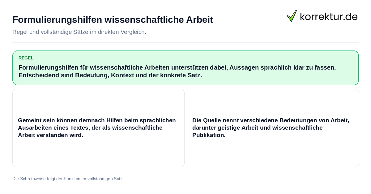 Formulierungshilfen wissenschaftliche Arbeit Konkrete Regel und vollständige Beispielsätze zu Formulierungshilfen wissenschaftliche Arbeit