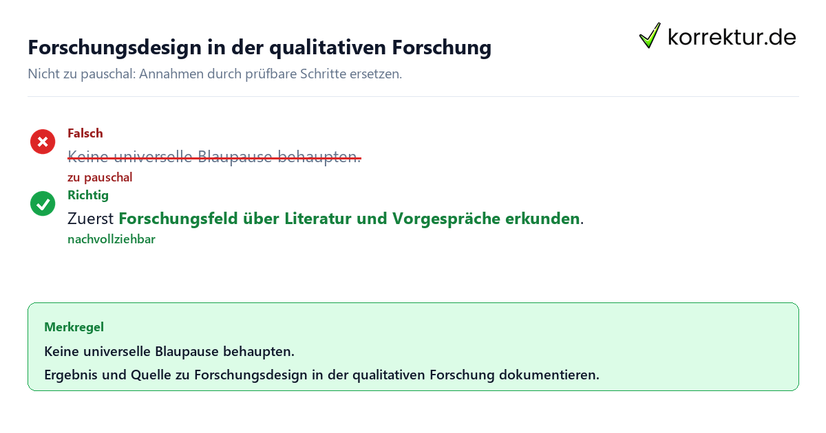 Forschungsdesign in der qualitativen Forschung Ungeeignete und belastbare Vorgehensweise bei Forschungsdesign in der qualitativen Forschung