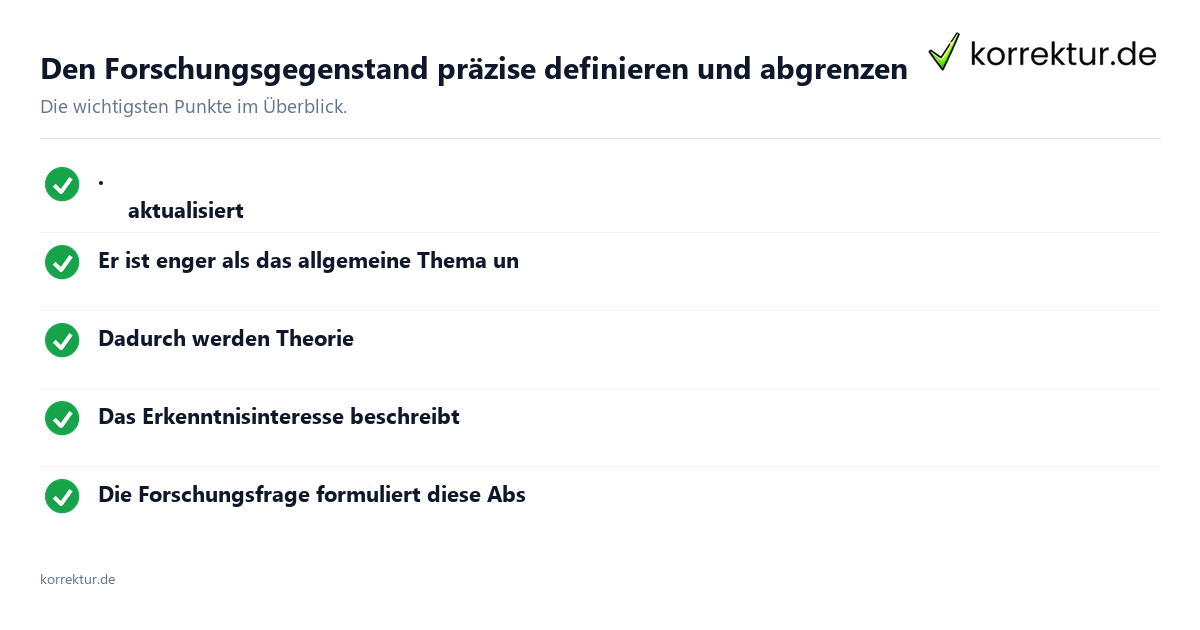 Den Forschungsgegenstand präzise definieren und abgrenzen: Überblick