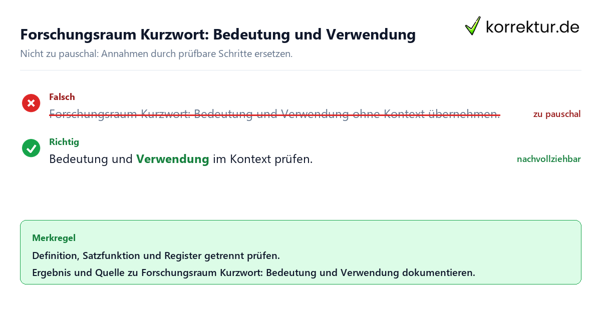 Forschungsraum Kurzwort: Bedeutung und Verwendung Ungeeignete und belastbare Vorgehensweise bei Forschungsraum Kurzwort: Bedeutung und Verwendung