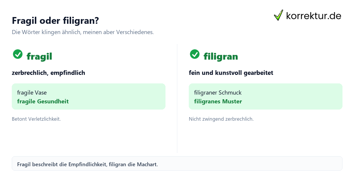 Fragil oder filigran? Fragil Bedeutung: Abgrenzung zu filigran