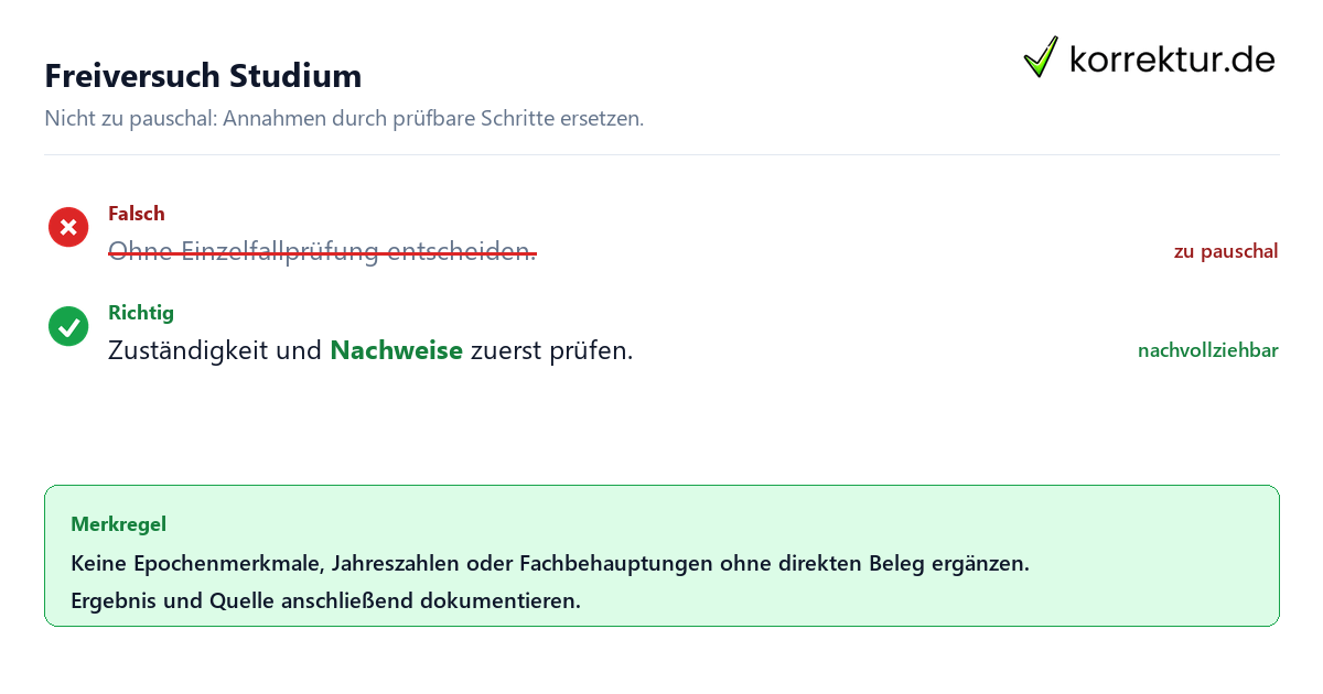 Ungeeignete und belastbare Vorgehensweise bei Freiversuch Studium