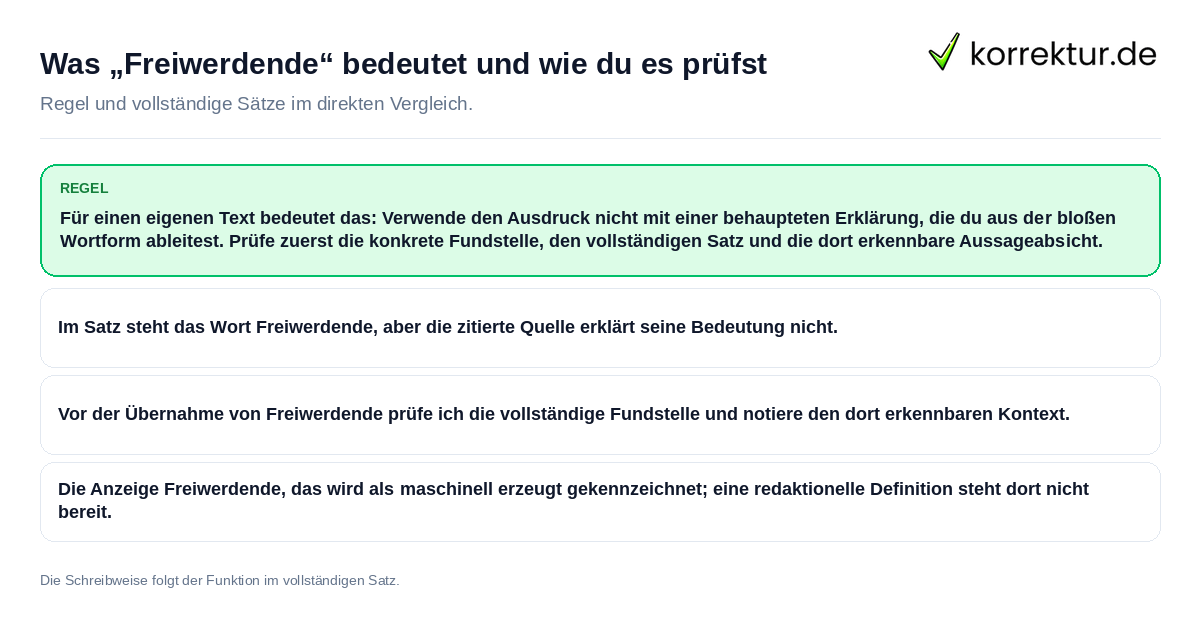 Was „Freiwerdende“ bedeutet und wie du es prüfst Konkrete Regel und vollständige Beispielsätze zu Was „Freiwerdende“ bedeutet und wie du es prüfst