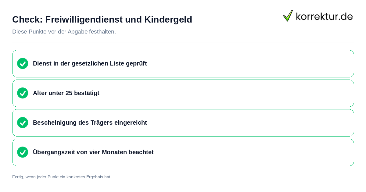 Freiwilligendienst und Kindergeld: Prüfliste mit vier Punkten