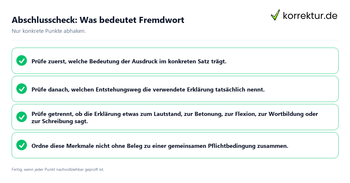 Abschlusscheck: Was bedeutet Fremdwort Konkreter Abschlusscheck zu Was bedeutet Fremdwort