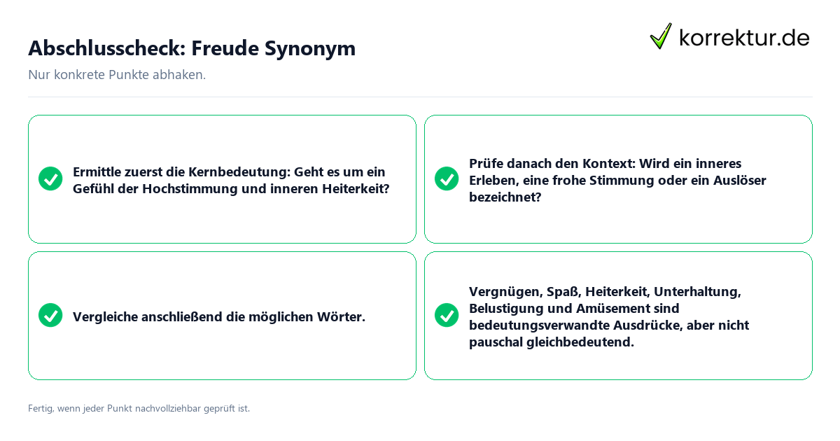 Abschlusscheck: Freude Synonym Konkreter Abschlusscheck zu Freude Synonym