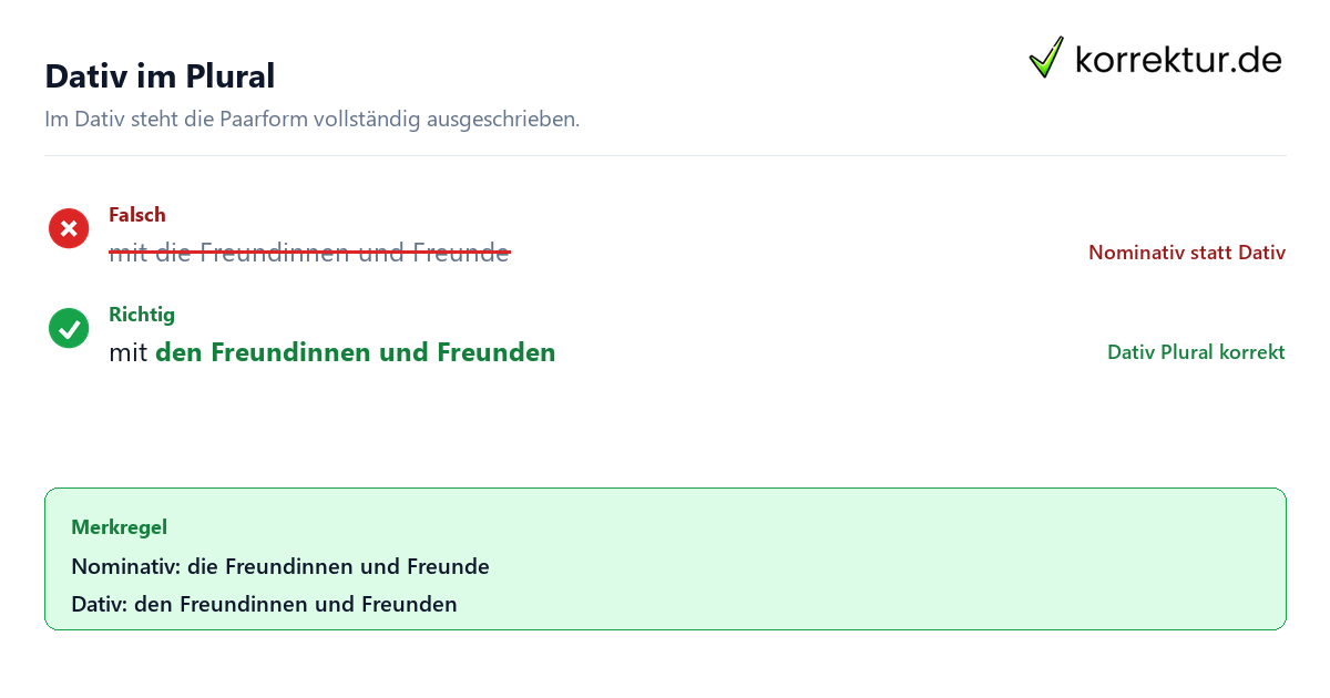 Dativ im Plural Freund und Freundin richtig gendern: Dativ im Plural korrekt bilden