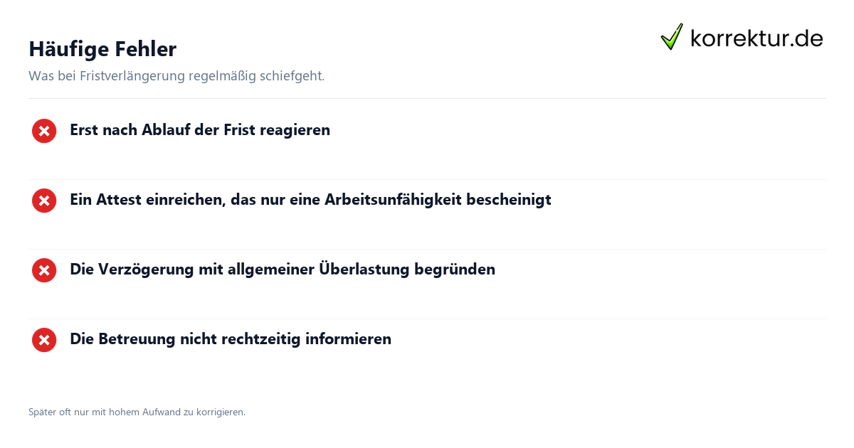 Mehr Zeit für die Abschlussarbeit rechtzeitig sichern: häufige Fehler