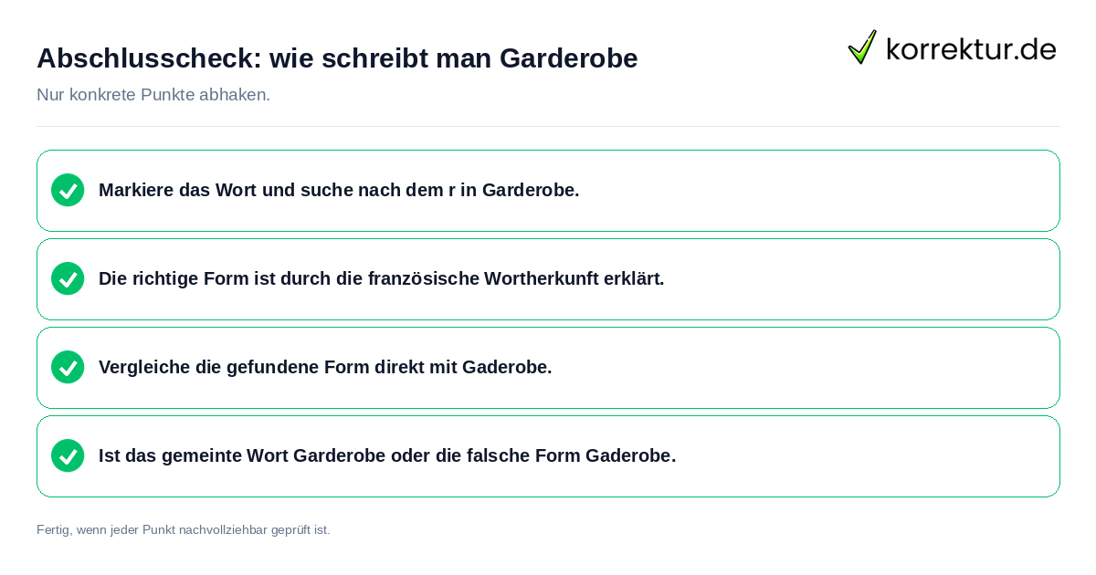 Abschlusscheck: wie schreibt man Garderobe Konkreter Abschlusscheck zu wie schreibt man Garderobe