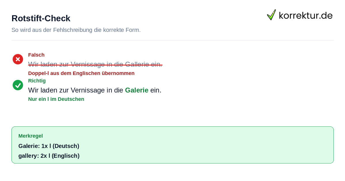 Rotstift Korrektur Gallerie zu Galerie richtig schreiben