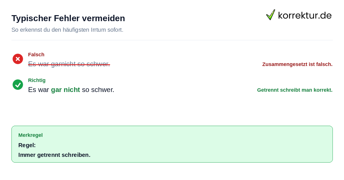 Typischer Fehler vermeiden Rotstiff Beispiel für die richtige Schreibweise von gar nicht
