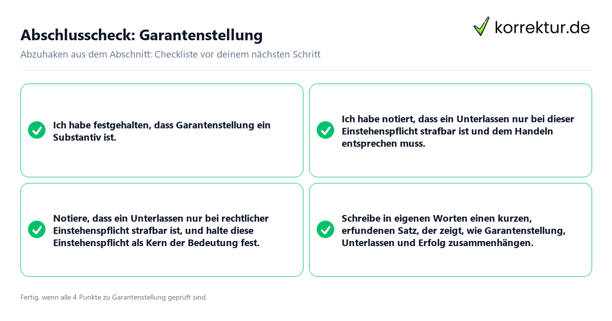 Abschlusscheck: Garantenstellung Konkreter Abschlusscheck zu Garantenstellung