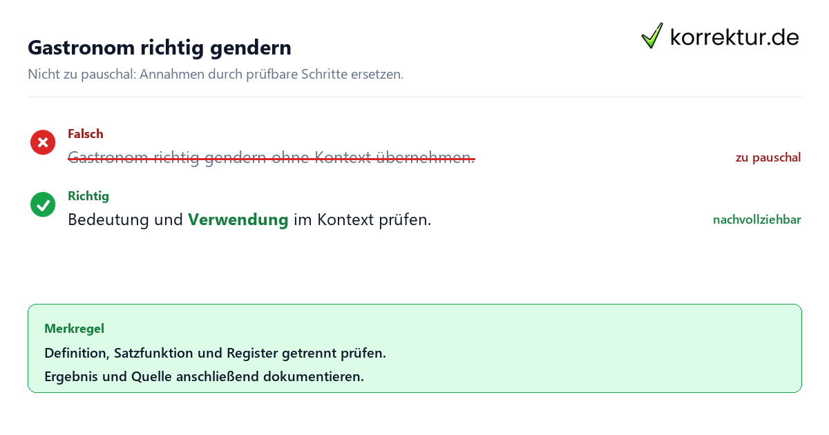 Ungeeignete und belastbare Vorgehensweise bei Gastronom richtig gendern