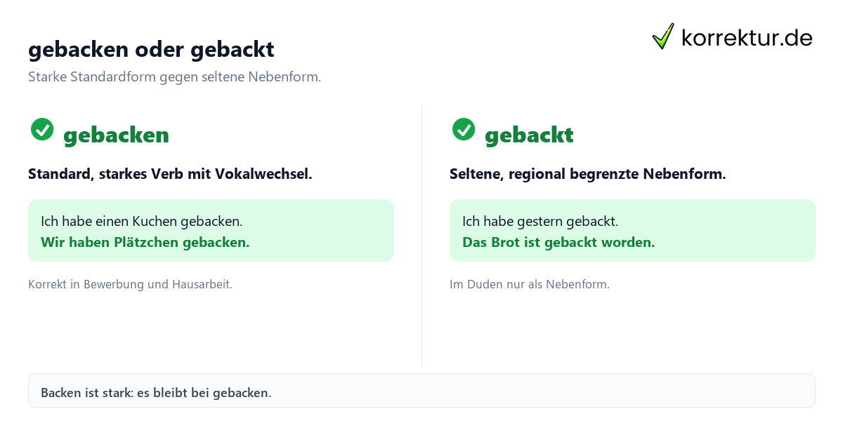 gebacken oder gebackt gebacken oder gebackt: Partizip von backen im Vergleich