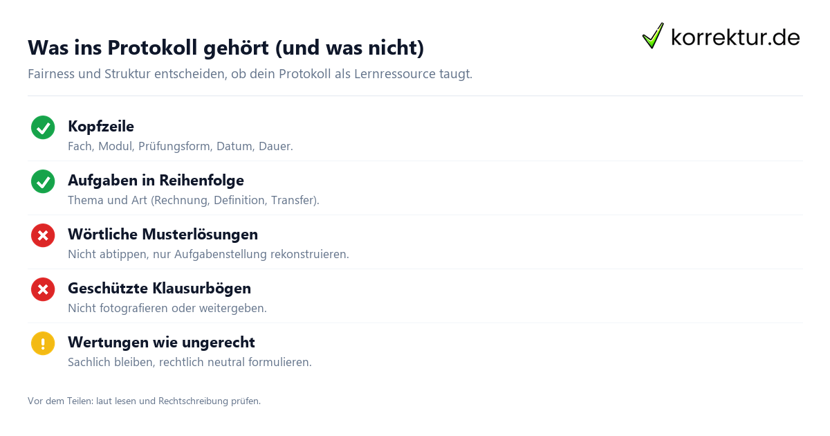 Checkliste Gedächtnisprotokoll: Inhalte fair, sachlich und rechtlich neutral festhalten