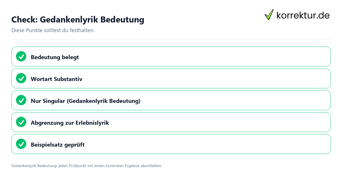 Gedankenlyrik Bedeutung mit einer themenspezifischen Checkliste