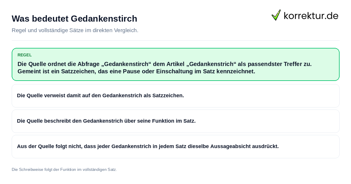 Konkrete Regel und vollständige Beispielsätze zu Was bedeutet Gedankenstirch