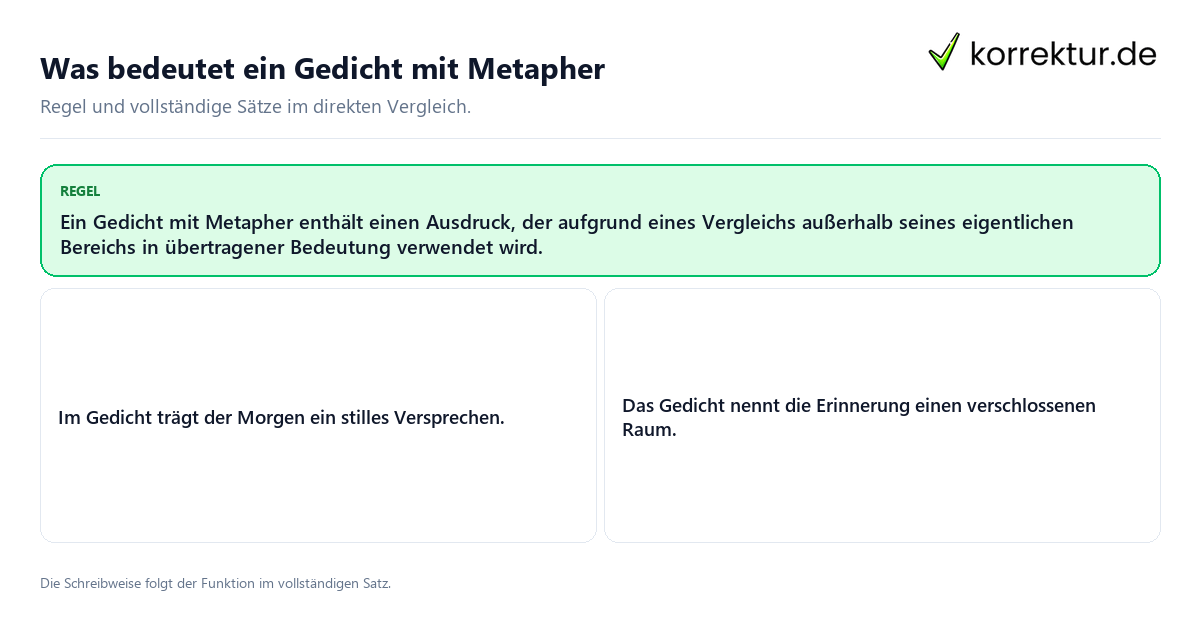 Konkrete Regel und vollständige Beispielsätze zu Was bedeutet ein Gedicht mit Metapher