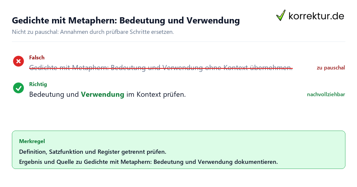 Ungeeignete und belastbare Vorgehensweise bei Gedichte mit Metaphern: Bedeutung und Verwendung