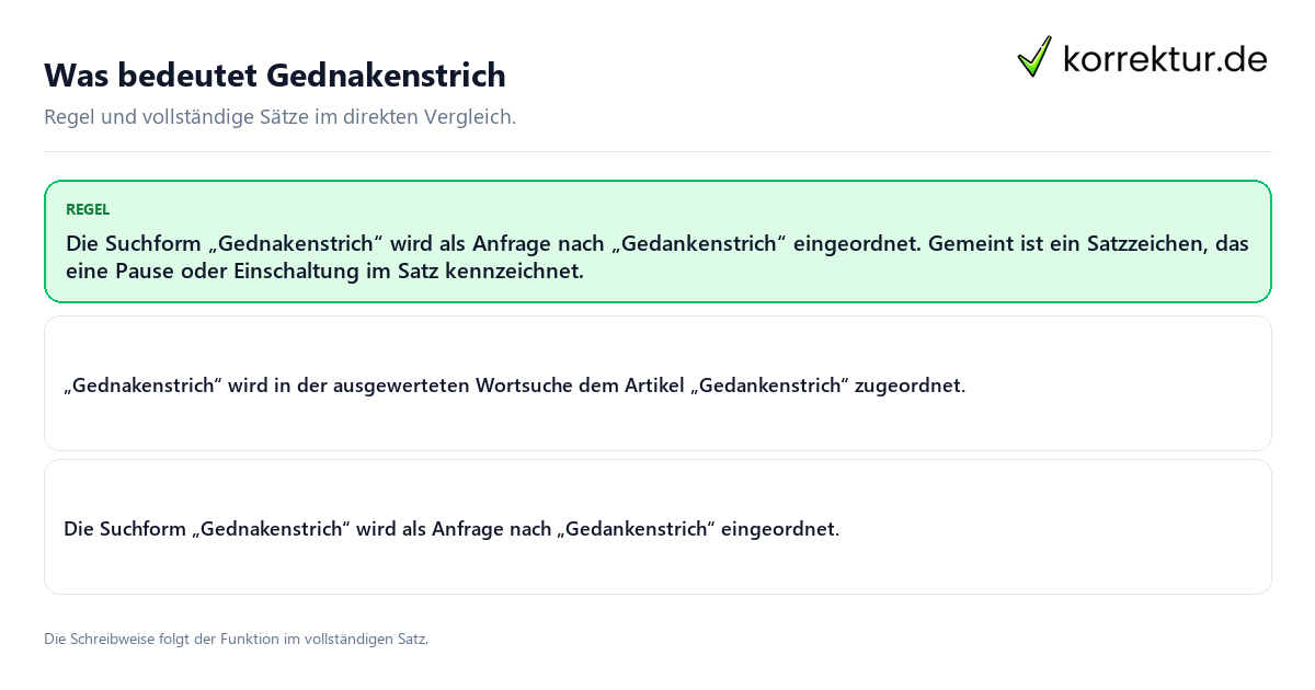 Konkrete Regel und vollständige Beispielsätze zu Was bedeutet Gednakenstrich