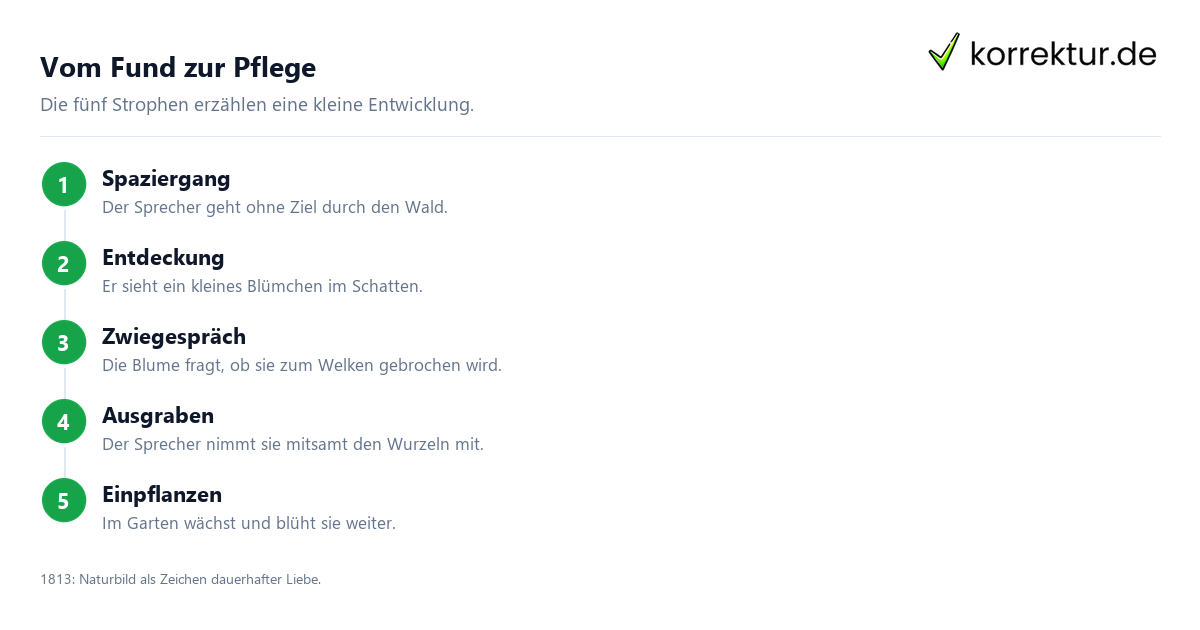 Vom Fund zur Pflege Goethes Gedicht Gefunden interpretiert: Handlungsverlauf im Überblick