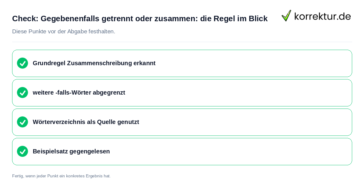 Gegebenenfalls getrennt oder zusammen: die Regel im Blick: Prüfliste mit vier Punkten
