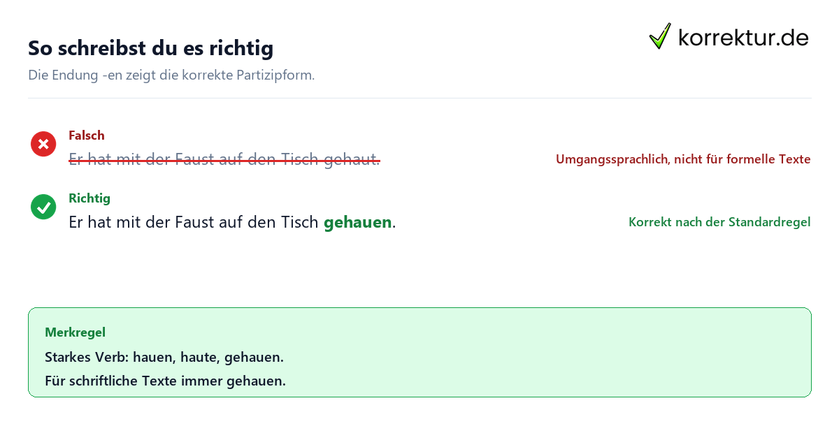 gehauen oder gehaut