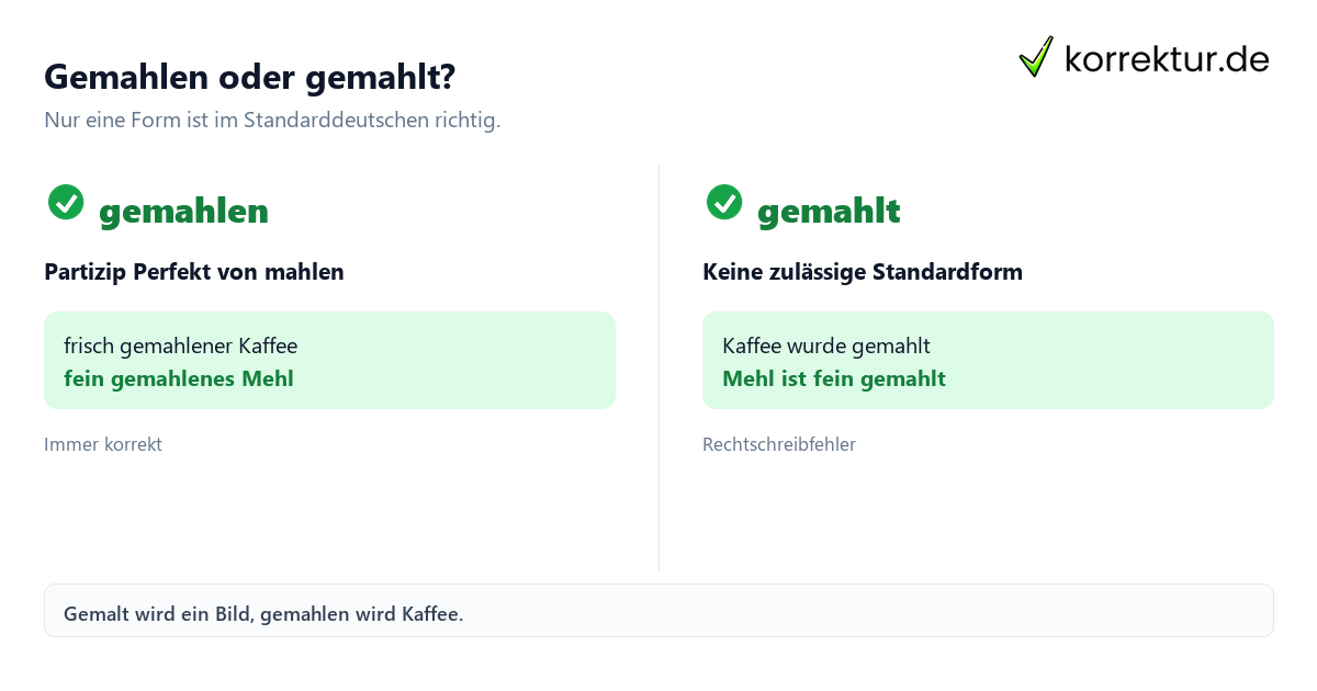 Gemahlen oder gemahlt: richtiger Vergleich der Partizipformen