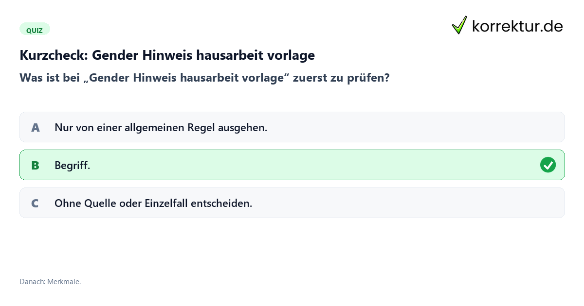 Gender Hinweis hausarbeit vorlage mit einem Kurzquiz zum sinnvollen nächsten Schritt