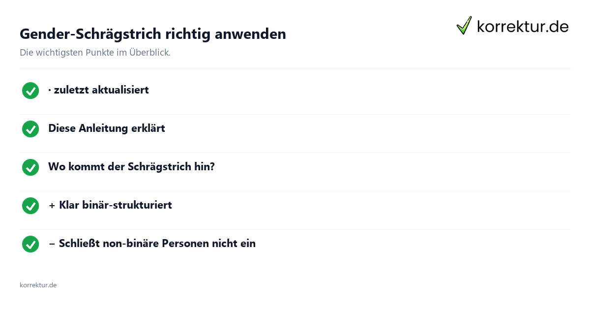 Gender-Schrägstrich richtig anwenden