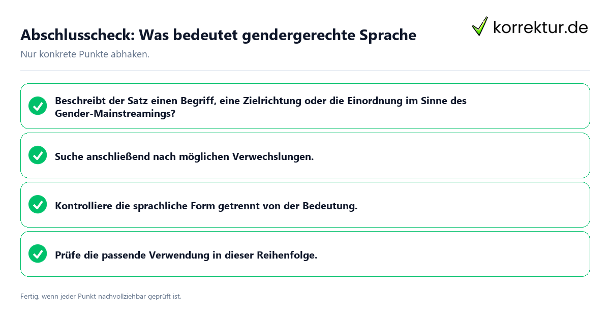 Abschlusscheck: Was bedeutet gendergerechte Sprache Konkreter Abschlusscheck zu Was bedeutet gendergerechte Sprache