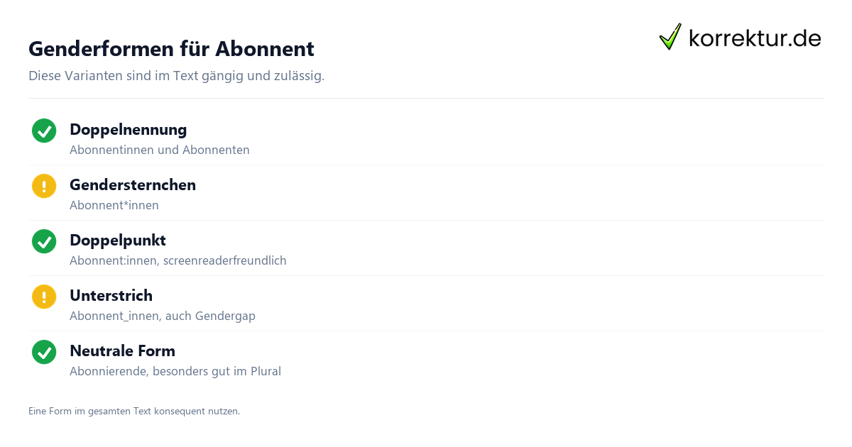 gendern Abonnent gendern Abonnent: Überblick