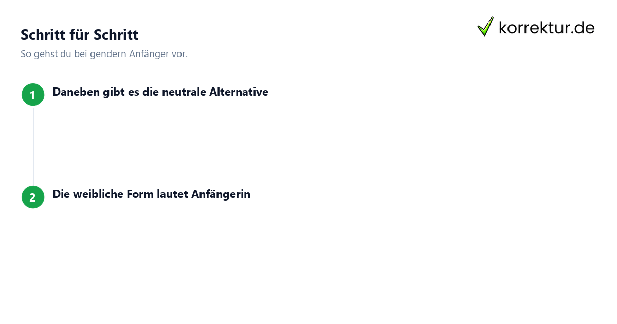 Schritt für Schritt gendern Anfänger: Schritte