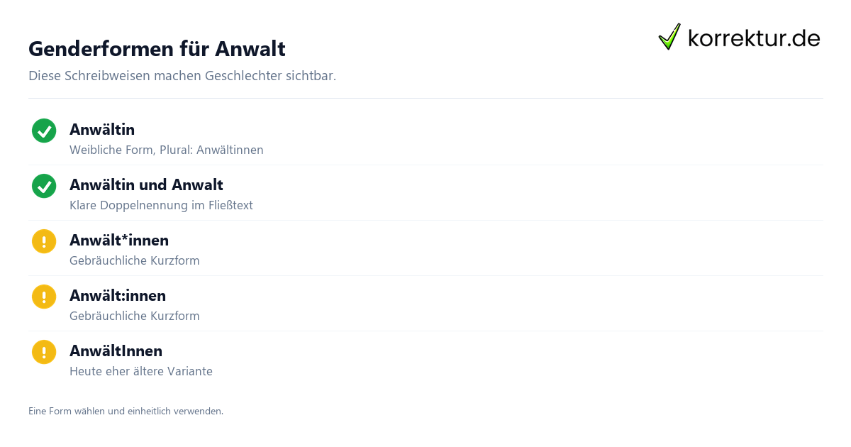 gendern Anwalt gendern Anwalt: Überblick