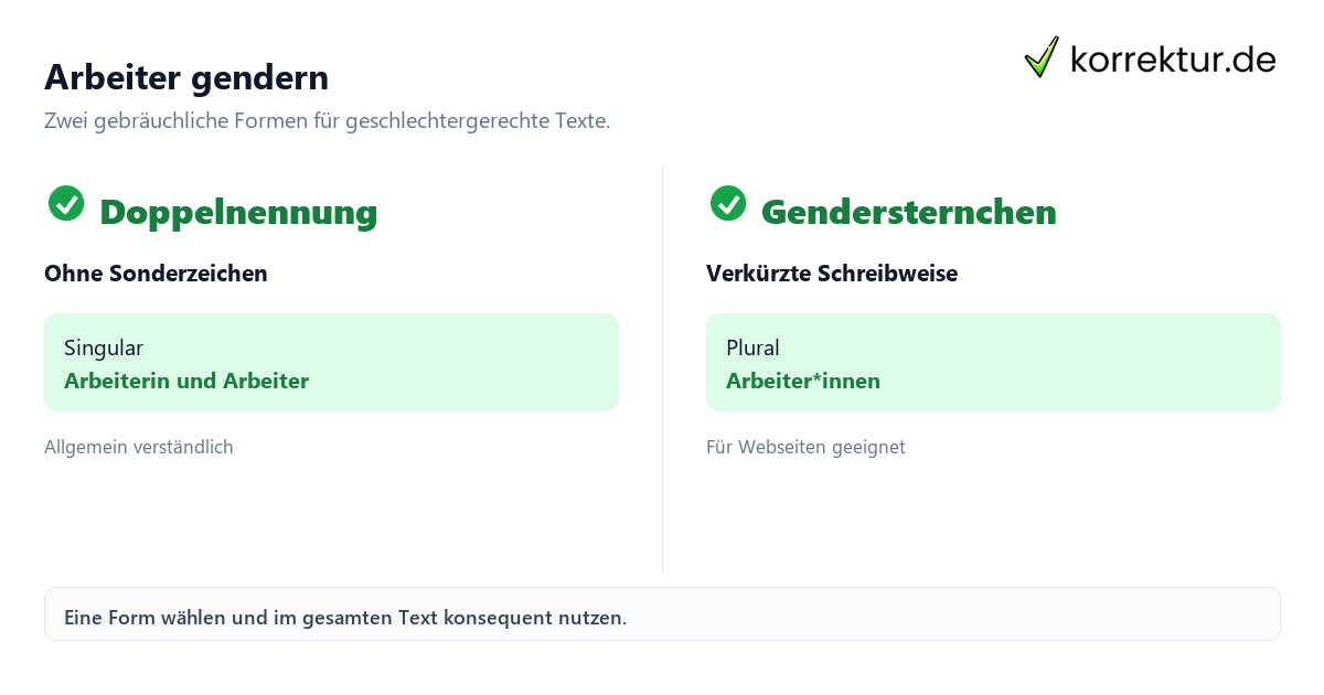 Gendern Arbeiter: Doppelnennung und Gendersternchen im Vergleich