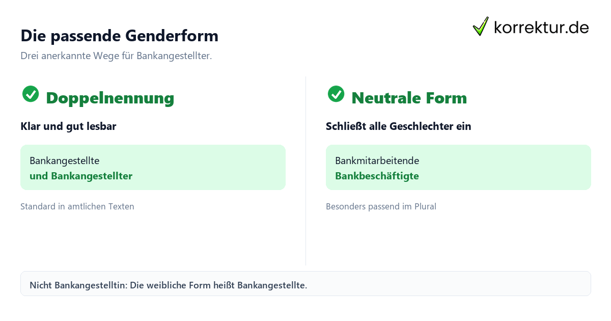 Gendern Bankangestellter: Doppelnennung, Bankangestellte*r und neutrale Formen im Vergleich