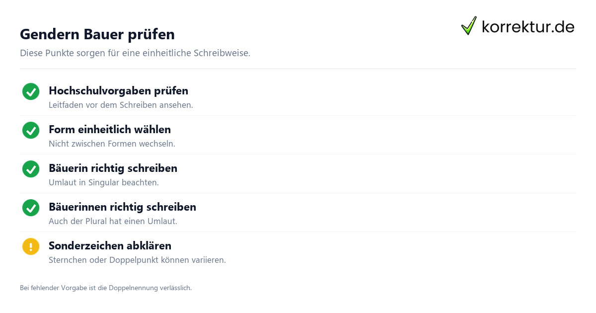 gendern Bauer: Checkliste für wissenschaftliche Arbeiten