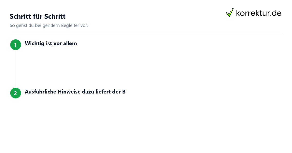 Schritt für Schritt gendern Begleiter: Schritte