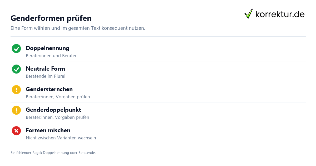 Gendern Berater: Checkliste für wissenschaftliche Arbeiten