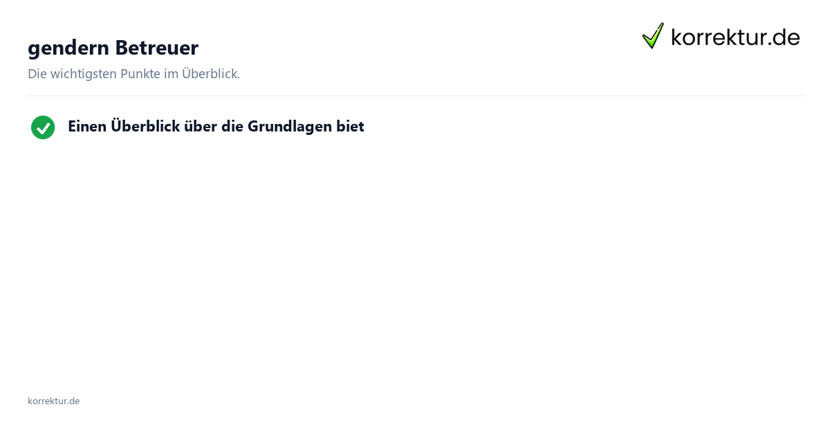 gendern Betreuer gendern Betreuer: Überblick