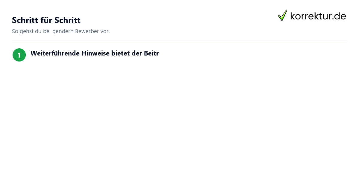 Schritt für Schritt gendern Bewerber: Schritte