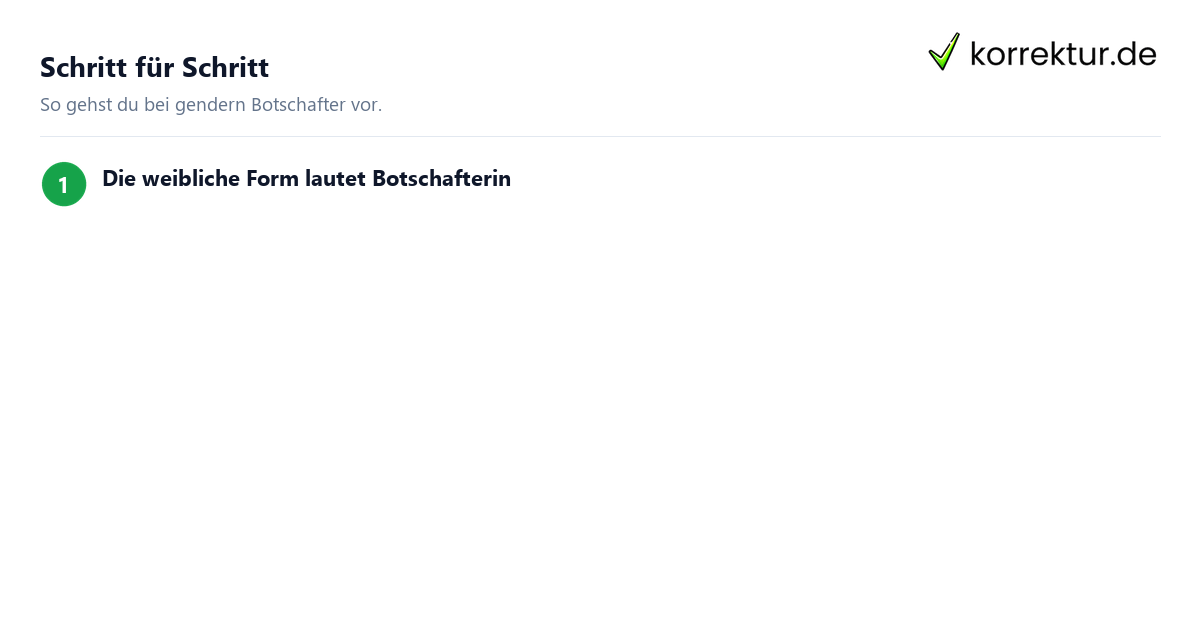 Schritt für Schritt gendern Botschafter: Schritte