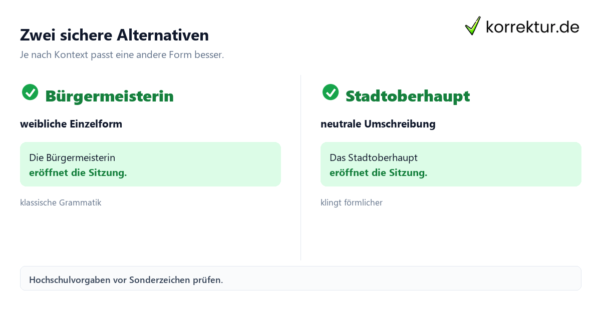 Gendern Bürgermeister: Bürgermeisterin und Stadtoberhaupt vergleichen