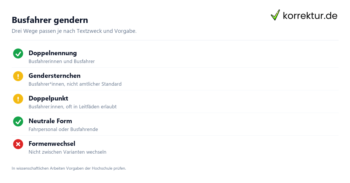 gendern Busfahrer: Überblick
